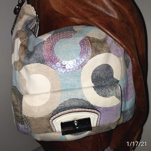 Coach Kristin Optic art sequin  hobo bag rare - Picture 2 of 15